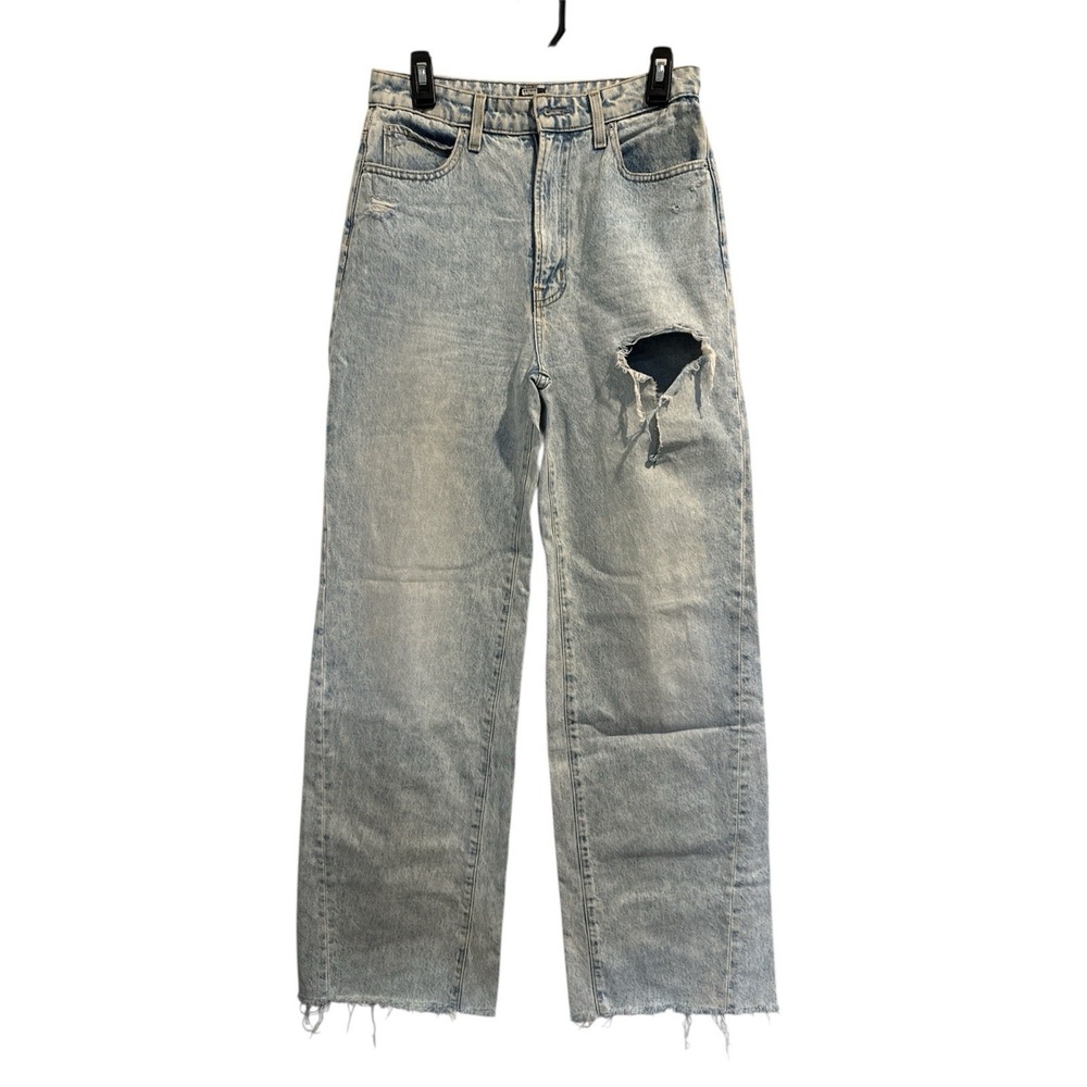 Edwin Light Wash Jeans High Waist Jeans‎ Distressed Denim Size 27 Raw Hem